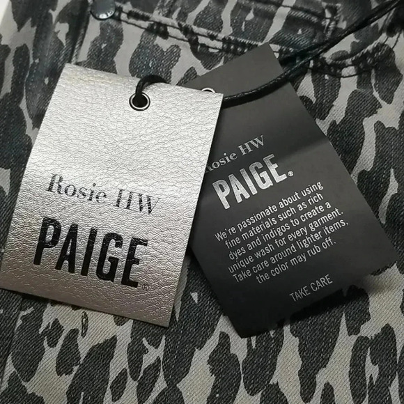 {PAIGE} X Rosie Poppy Leopard Slim Crop Flare Jeans Collaboration Collec… - Picture 12 of 16